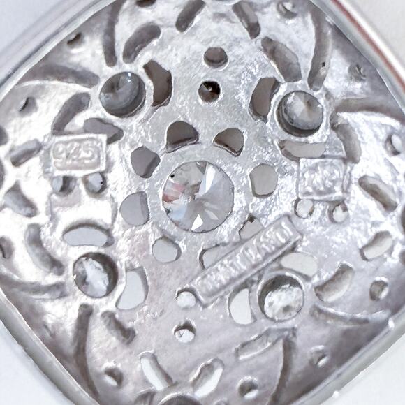 Vintage Thailand Sterling Silver 925 3cm Filigree Cubic Zirconia Pendant - Picture 5 of 7